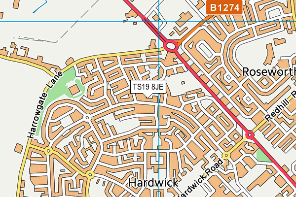 TS19 8JE map - OS VectorMap District (Ordnance Survey) TS19 8JE map - OS VectorMap District (Ordnance Survey)