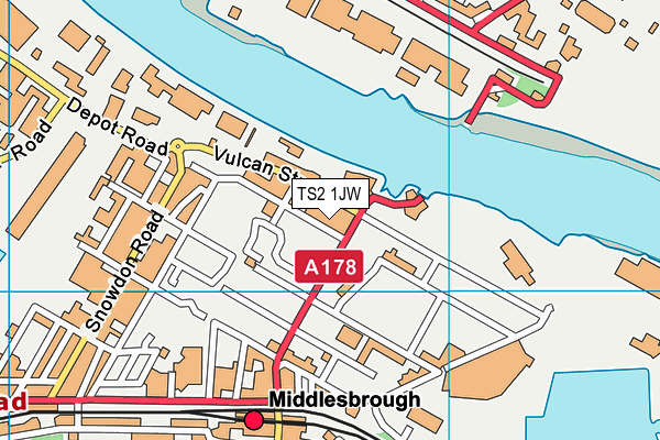 TS2 1JW map - OS VectorMap District (Ordnance Survey) TS2 1JW map - OS VectorMap District (Ordnance Survey)