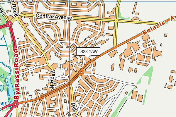 TS23 1AW map - OS VectorMap District (Ordnance Survey) TS23 1AW map - OS VectorMap District (Ordnance Survey)