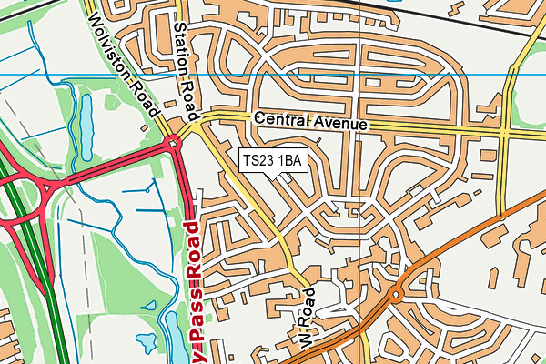 TS23 1BA map - OS VectorMap District (Ordnance Survey) TS23 1BA map - OS VectorMap District (Ordnance Survey)