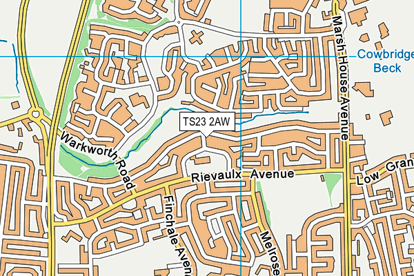 TS23 2AW map - OS VectorMap District (Ordnance Survey)