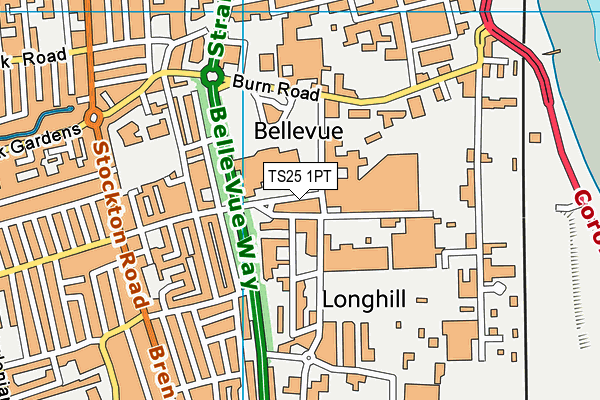 TS25 1PT map - OS VectorMap District (Ordnance Survey)