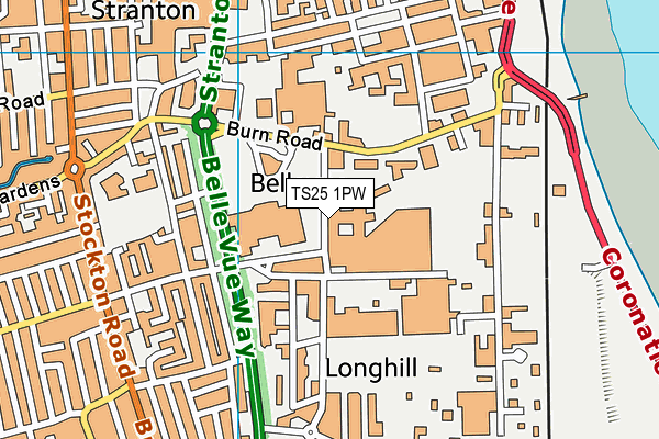 TS25 1PW map - OS VectorMap District (Ordnance Survey) TS25 1PW map - OS VectorMap District (Ordnance Survey)