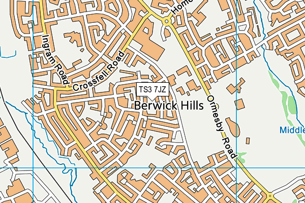 TS3 7JZ map - OS VectorMap District (Ordnance Survey)