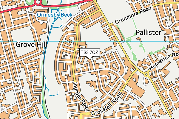 TS3 7QZ map - OS VectorMap District (Ordnance Survey)