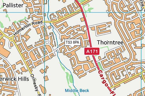 TS3 8PA map - OS VectorMap District (Ordnance Survey) TS3 8PA map - OS VectorMap District (Ordnance Survey)