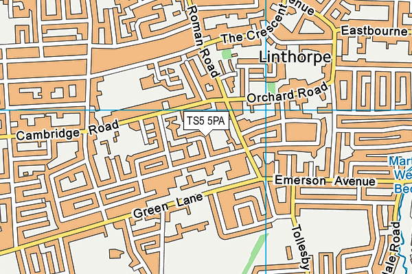 TS5 5PA map - OS VectorMap District (Ordnance Survey) TS5 5PA map - OS VectorMap District (Ordnance Survey)