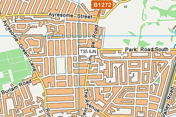 TS5 6JN map - OS VectorMap District (Ordnance Survey) TS5 6JN map - OS VectorMap District (Ordnance Survey)