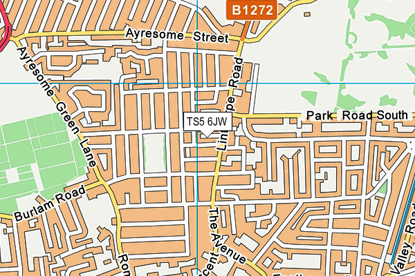 TS5 6JW map - OS VectorMap District (Ordnance Survey) TS5 6JW map - OS VectorMap District (Ordnance Survey)