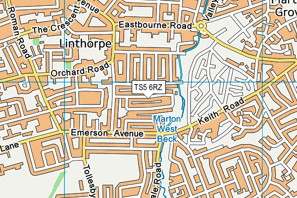 TS5 6RZ map - OS VectorMap District (Ordnance Survey)