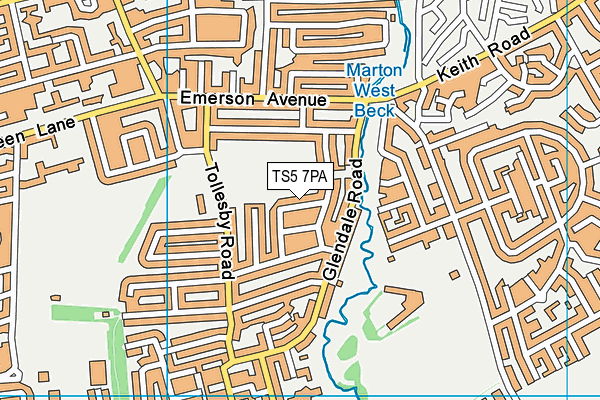 TS5 7PA map - OS VectorMap District (Ordnance Survey) TS5 7PA map - OS VectorMap District (Ordnance Survey)