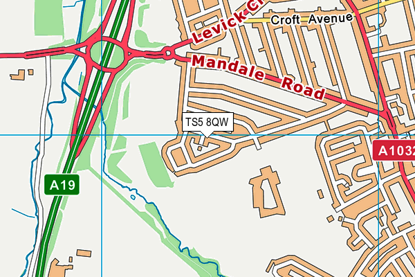 TS5 8QW map - OS VectorMap District (Ordnance Survey)