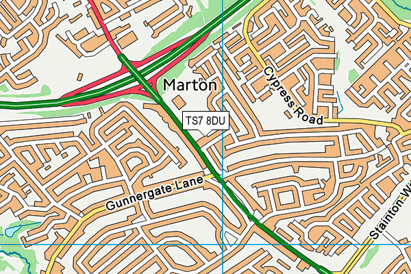 TS7 8DU map - OS VectorMap District (Ordnance Survey) TS7 8DU map - OS VectorMap District (Ordnance Survey)