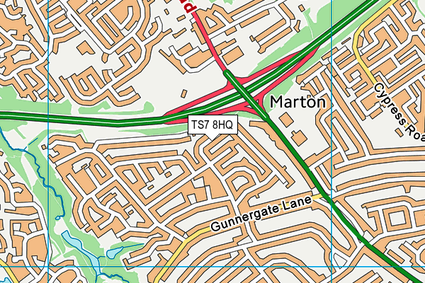 TS7 8HQ map - OS VectorMap District (Ordnance Survey) TS7 8HQ map - OS VectorMap District (Ordnance Survey)