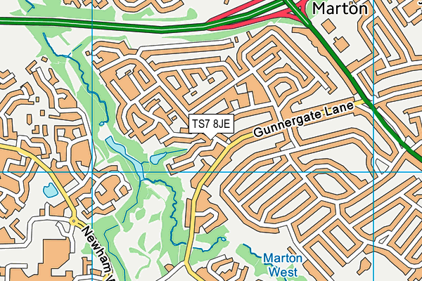 TS7 8JE map - OS VectorMap District (Ordnance Survey) TS7 8JE map - OS VectorMap District (Ordnance Survey)