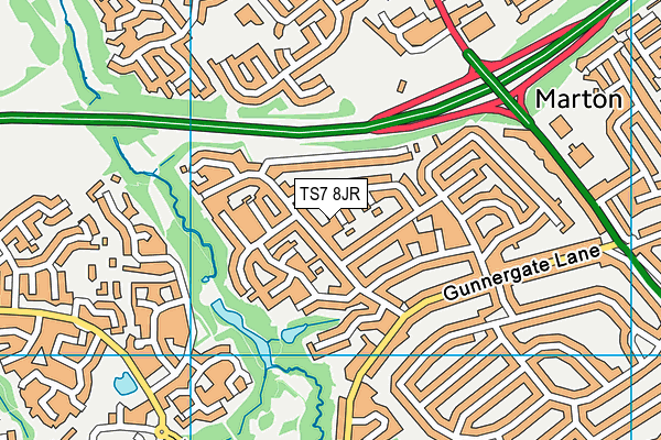 TS7 8JR map - OS VectorMap District (Ordnance Survey) TS7 8JR map - OS VectorMap District (Ordnance Survey)