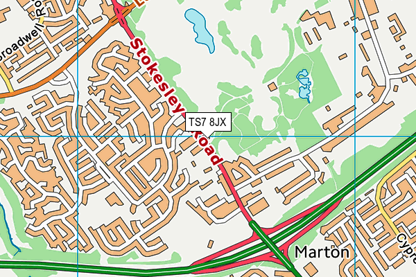 TS7 8JX map - OS VectorMap District (Ordnance Survey) TS7 8JX map - OS VectorMap District (Ordnance Survey)