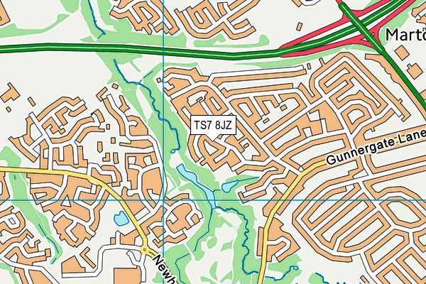 TS7 8JZ map - OS VectorMap District (Ordnance Survey) TS7 8JZ map - OS VectorMap District (Ordnance Survey)