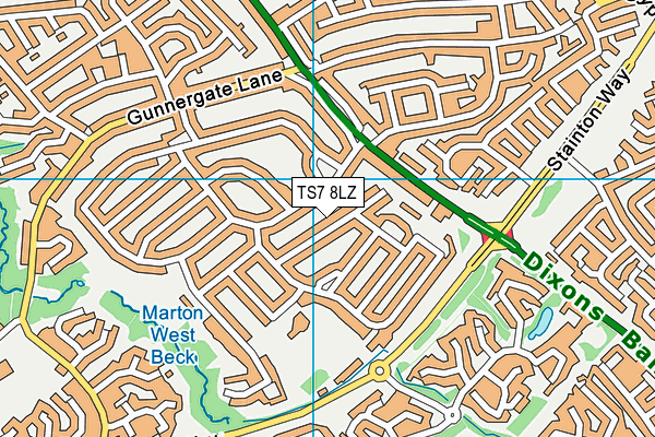 TS7 8LZ map - OS VectorMap District (Ordnance Survey) TS7 8LZ map - OS VectorMap District (Ordnance Survey)