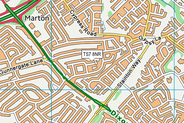 TS7 8NR map - OS VectorMap District (Ordnance Survey)