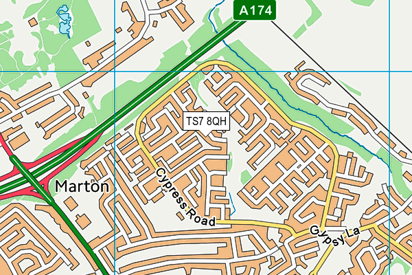 TS7 8QH map - OS VectorMap District (Ordnance Survey)