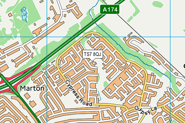 TS7 8QJ map - OS VectorMap District (Ordnance Survey) TS7 8QJ map - OS VectorMap District (Ordnance Survey)