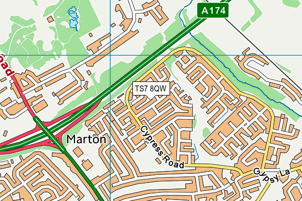 TS7 8QW map - OS VectorMap District (Ordnance Survey) TS7 8QW map - OS VectorMap District (Ordnance Survey)