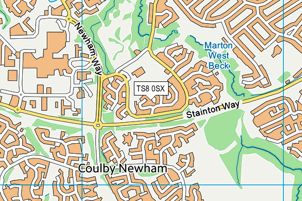 TS8 0SX map - OS VectorMap District (Ordnance Survey) TS8 0SX map - OS VectorMap District (Ordnance Survey)