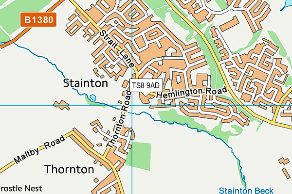 TS8 9AD map - OS VectorMap District (Ordnance Survey) TS8 9AD map - OS VectorMap District (Ordnance Survey)