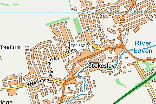 TS9 5AZ map - OS VectorMap District (Ordnance Survey) TS9 5AZ map - OS VectorMap District (Ordnance Survey)
