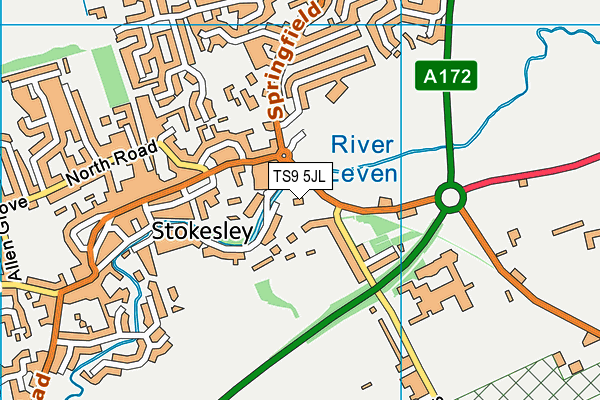 TS9 5JL map - OS VectorMap District (Ordnance Survey)