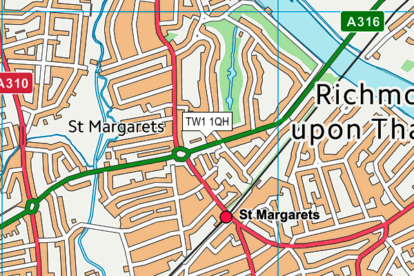 TW1 1QH map - OS VectorMap District (Ordnance Survey) TW1 1QH map - OS VectorMap District (Ordnance Survey)