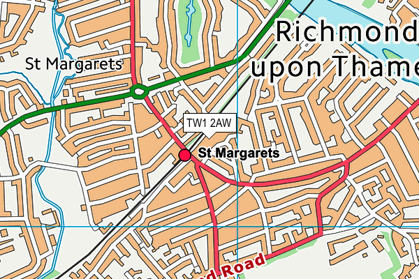 TW1 2AW map - OS VectorMap District (Ordnance Survey)