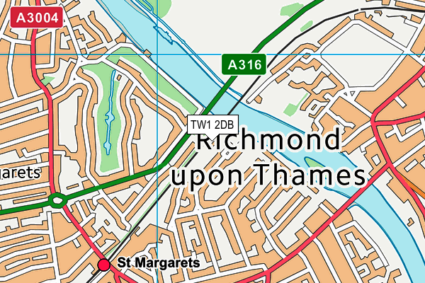 TW1 2DB map - OS VectorMap District (Ordnance Survey) TW1 2DB map - OS VectorMap District (Ordnance Survey)