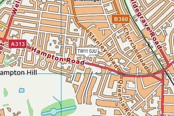 TW11 0JU map - OS VectorMap District (Ordnance Survey) TW11 0JU map - OS VectorMap District (Ordnance Survey)