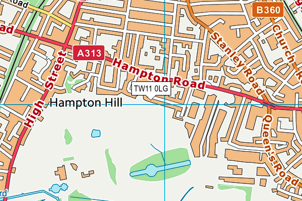 TW11 0LG map - OS VectorMap District (Ordnance Survey) TW11 0LG map - OS VectorMap District (Ordnance Survey)