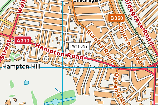 TW11 0NY map - OS VectorMap District (Ordnance Survey) TW11 0NY map - OS VectorMap District (Ordnance Survey)