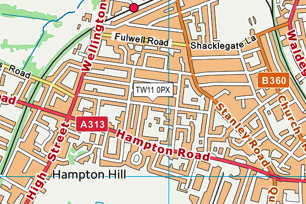 TW11 0PX map - OS VectorMap District (Ordnance Survey) TW11 0PX map - OS VectorMap District (Ordnance Survey)