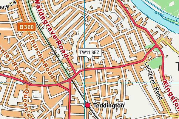 TW11 8EZ map - OS VectorMap District (Ordnance Survey) TW11 8EZ map - OS VectorMap District (Ordnance Survey)
