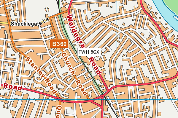 TW11 8GX map - OS VectorMap District (Ordnance Survey) TW11 8GX map - OS VectorMap District (Ordnance Survey)