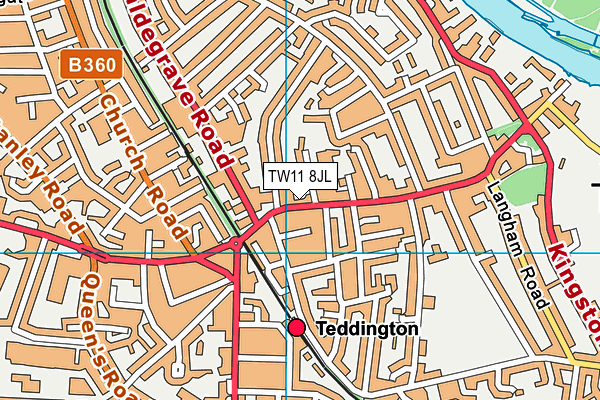 TW11 8JL map - OS VectorMap District (Ordnance Survey) TW11 8JL map - OS VectorMap District (Ordnance Survey)
