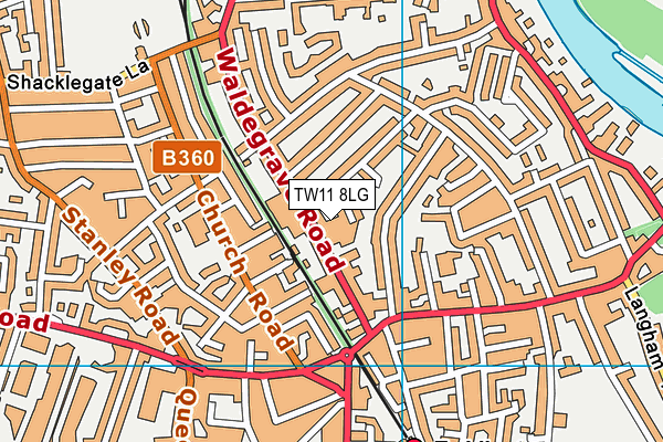 TW11 8LG map - OS VectorMap District (Ordnance Survey) TW11 8LG map - OS VectorMap District (Ordnance Survey)