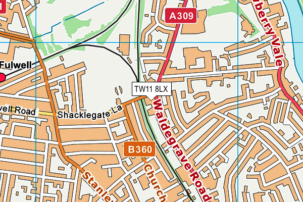 TW11 8LX map - OS VectorMap District (Ordnance Survey) TW11 8LX map - OS VectorMap District (Ordnance Survey)