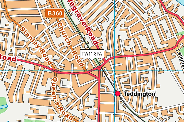 TW11 8PA map - OS VectorMap District (Ordnance Survey) TW11 8PA map - OS VectorMap District (Ordnance Survey)