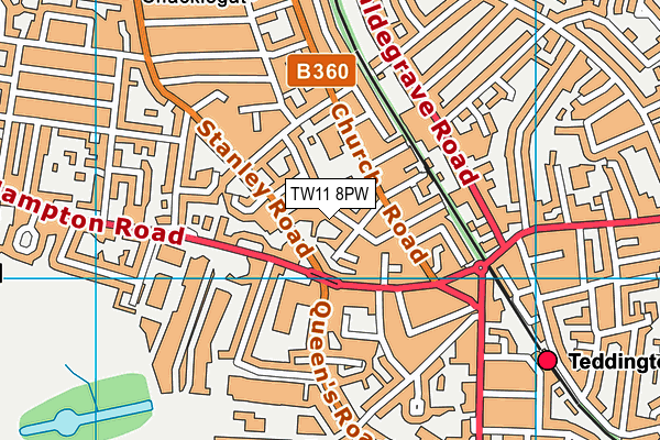 TW11 8PW map - OS VectorMap District (Ordnance Survey) TW11 8PW map - OS VectorMap District (Ordnance Survey)