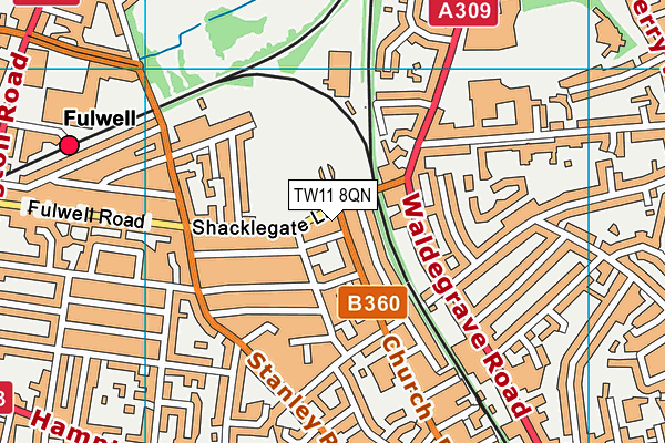 TW11 8QN map - OS VectorMap District (Ordnance Survey) TW11 8QN map - OS VectorMap District (Ordnance Survey)