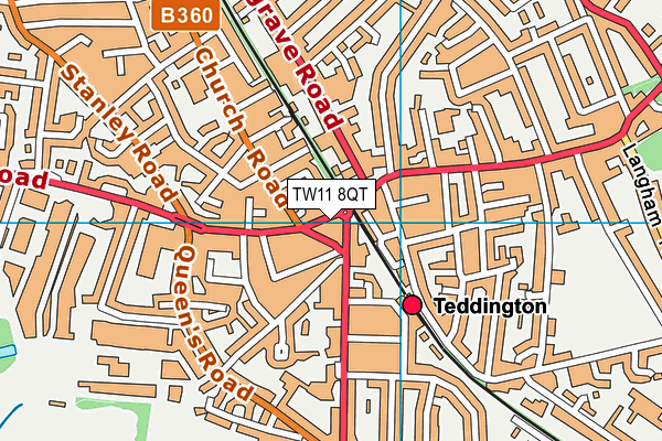 TW11 8QT map - OS VectorMap District (Ordnance Survey) TW11 8QT map - OS VectorMap District (Ordnance Survey)