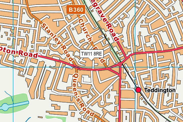 TW11 8RE map - OS VectorMap District (Ordnance Survey) TW11 8RE map - OS VectorMap District (Ordnance Survey)