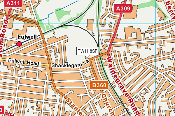 TW11 8SF map - OS VectorMap District (Ordnance Survey) TW11 8SF map - OS VectorMap District (Ordnance Survey)