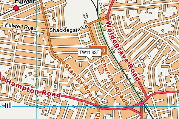TW11 8ST map - OS VectorMap District (Ordnance Survey) TW11 8ST map - OS VectorMap District (Ordnance Survey)